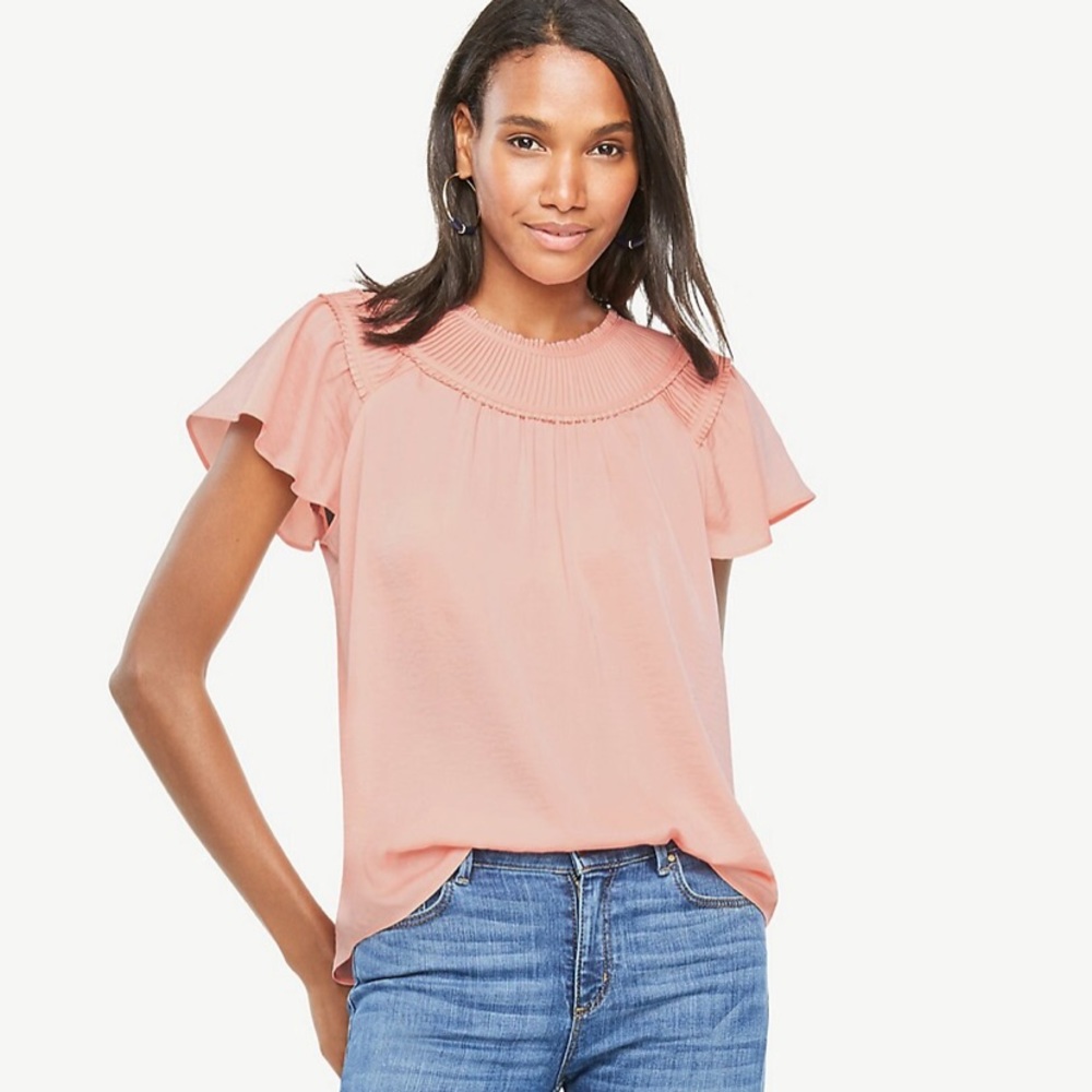 Ann Taylor Pleated Flutter top NWT